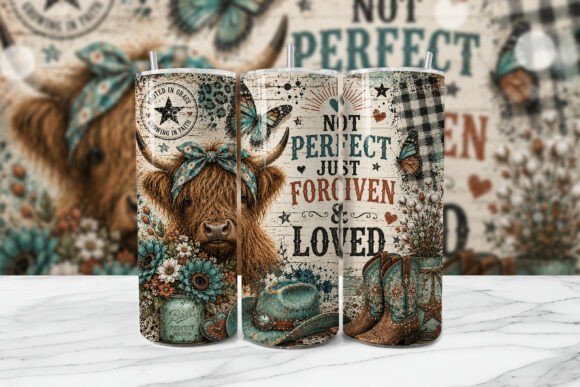 Download Forgiven Loved Highland Cow Tumbler Wrap - Highland cow tumbler wrap Collection