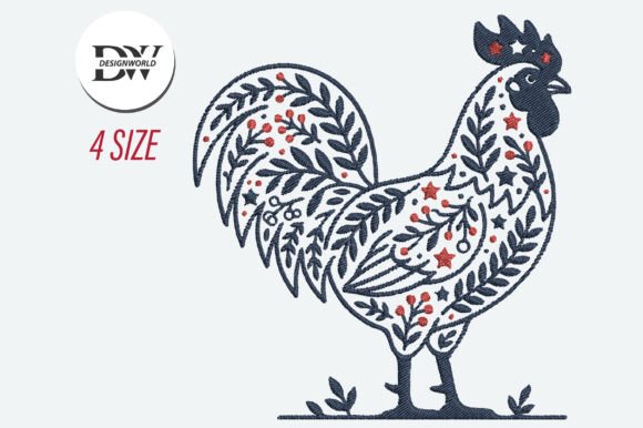 Download Patriotic Rooster Embroidery Design - Premium Resources
