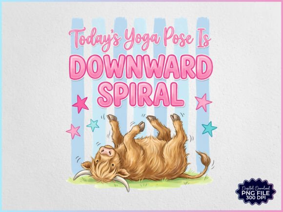 Download Preppy Funny Highland Cow Yoga PNG - Funny highland cow Collection