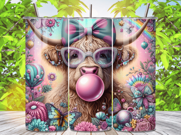 Download Bubblegum Highland Cow Tumbler Wrap - Highland cow tumbler wrap Collection