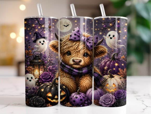 Download Pumpkin Season Highland Cow Tumbler Wrap - Highland cow tumbler wrap Collection