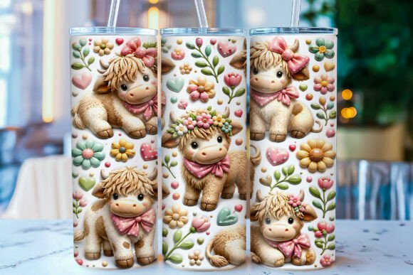 Download Inflated Highland Cow Tumbler Wrap PNG - Highland cow tumbler wrap Collection