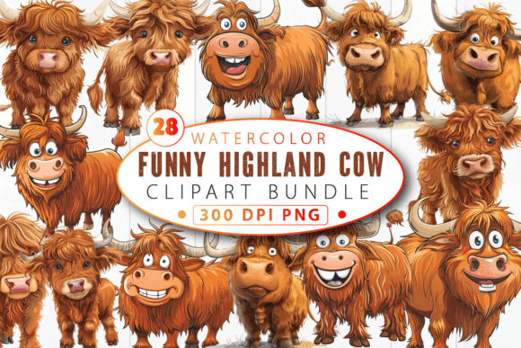 Download Funny Highland Cow Clipart Bundle - Premium Resources
